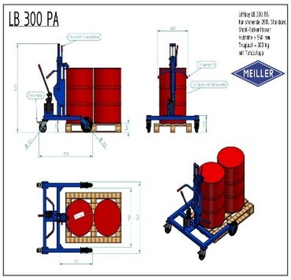 Fasstransporter / Fasslifter Typ LB 300 PA mit Überfahrwerk, Spannautomatik am Fassrand