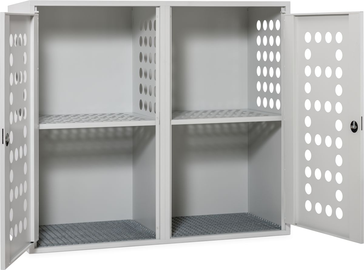 Gasflaschen-Depot für 16x11kg oder 8x33kg Flaschen aus Stahl, verzinkt und polyesterpulverbeschichtet