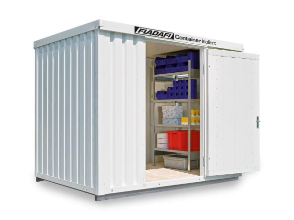 FLADAFI® Materialcontainer MC IC Pro 1300 mit extrabreiter 2-flügeliger Tür, Boden isoliert