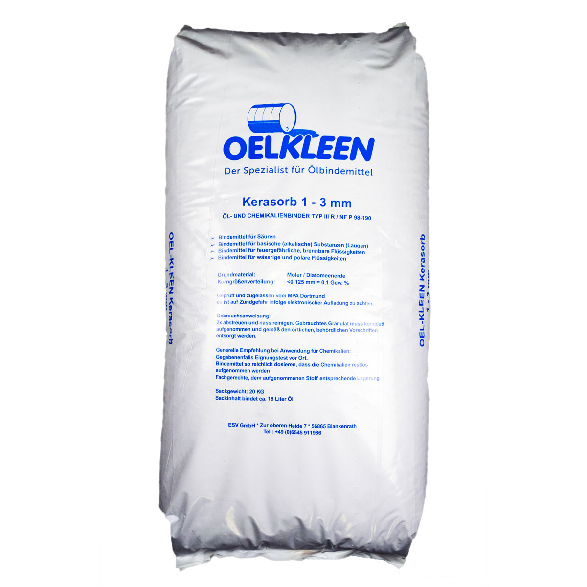 OEL-KLEEN Kerasorb 20kg Sack, Körnung  1-3mm, Ölbindemittel Typ III R