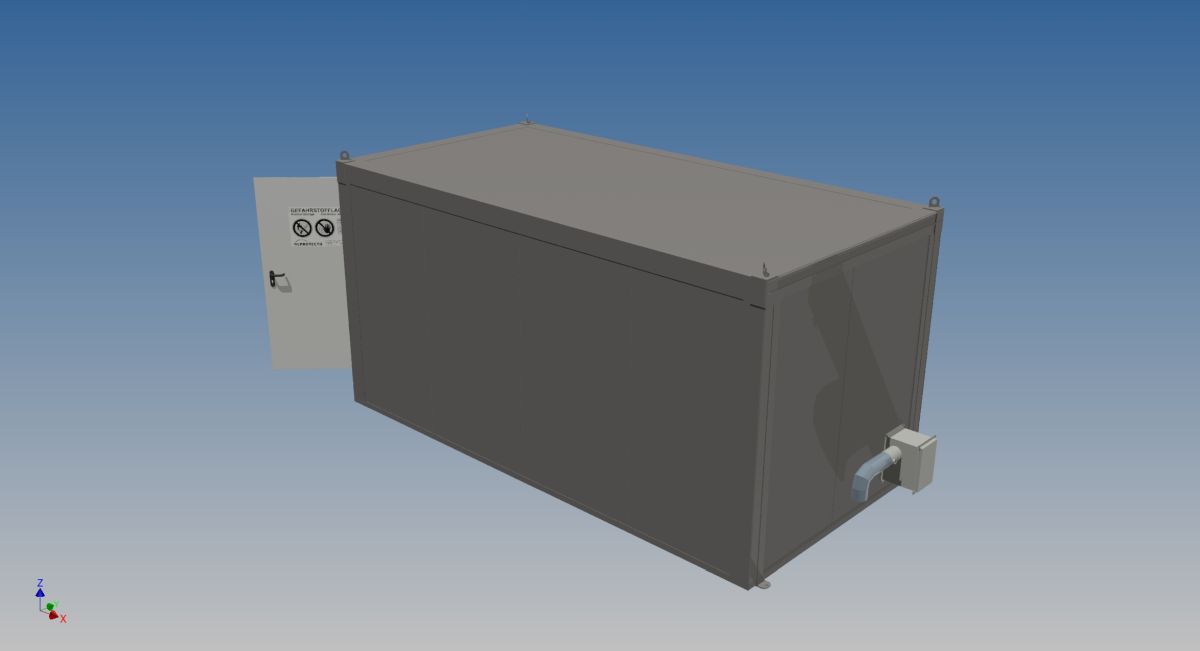 Gefahrstoffcontainer begehbar GCS 2424 TA  mit Tür 1250x2000 mm, zur passiven Lagerung